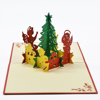 Thiệp nổi HMG 3D pop-up merry christmas cây thông Noel