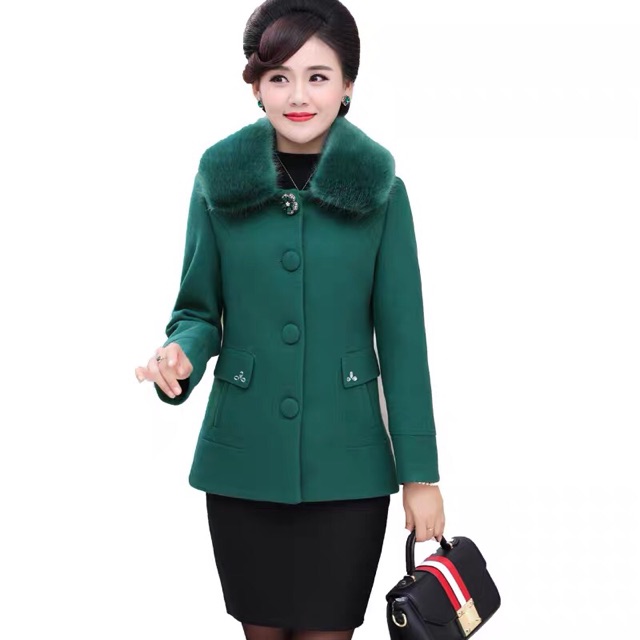 ÁO DẠ CỔ LÔNG NỮ TRUNG NIÊN