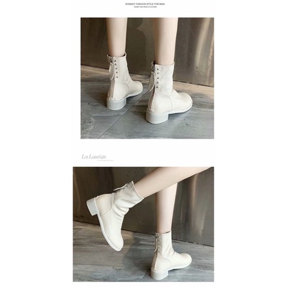 Bốt nhăn nữ cổ ngắn đế vuông 5cm