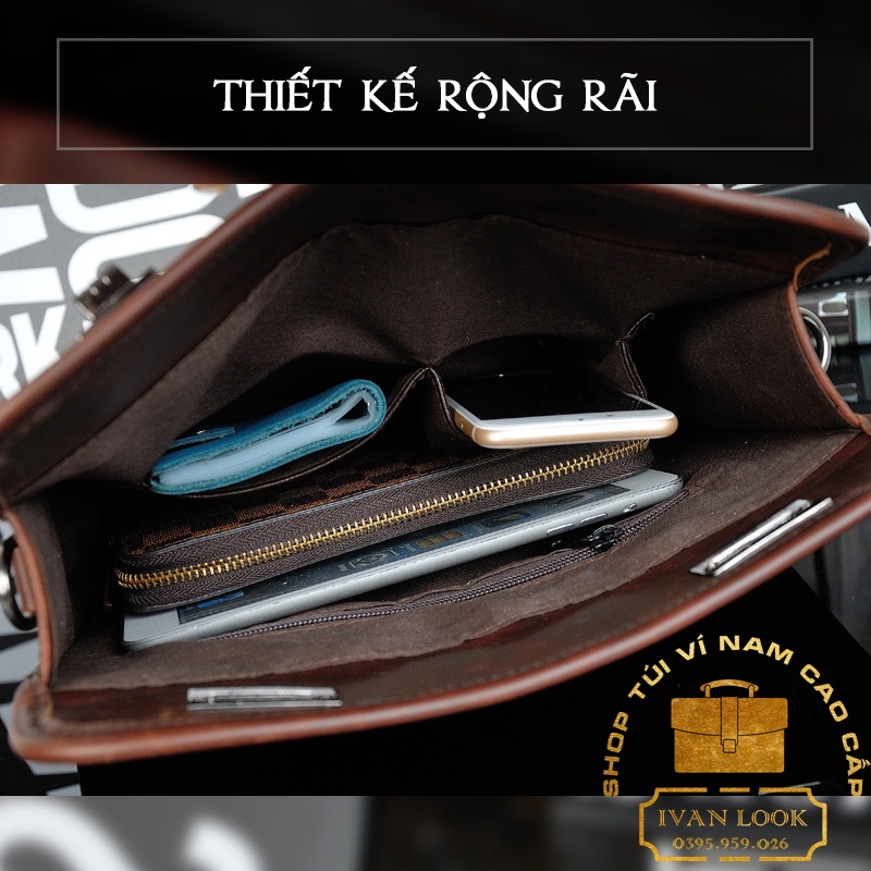 Túi Đeo Chéo Nam Công Sở Đựng Ipad - Cặp Văn Phòng Cao Cấp Form Đứng Lịch Lãm