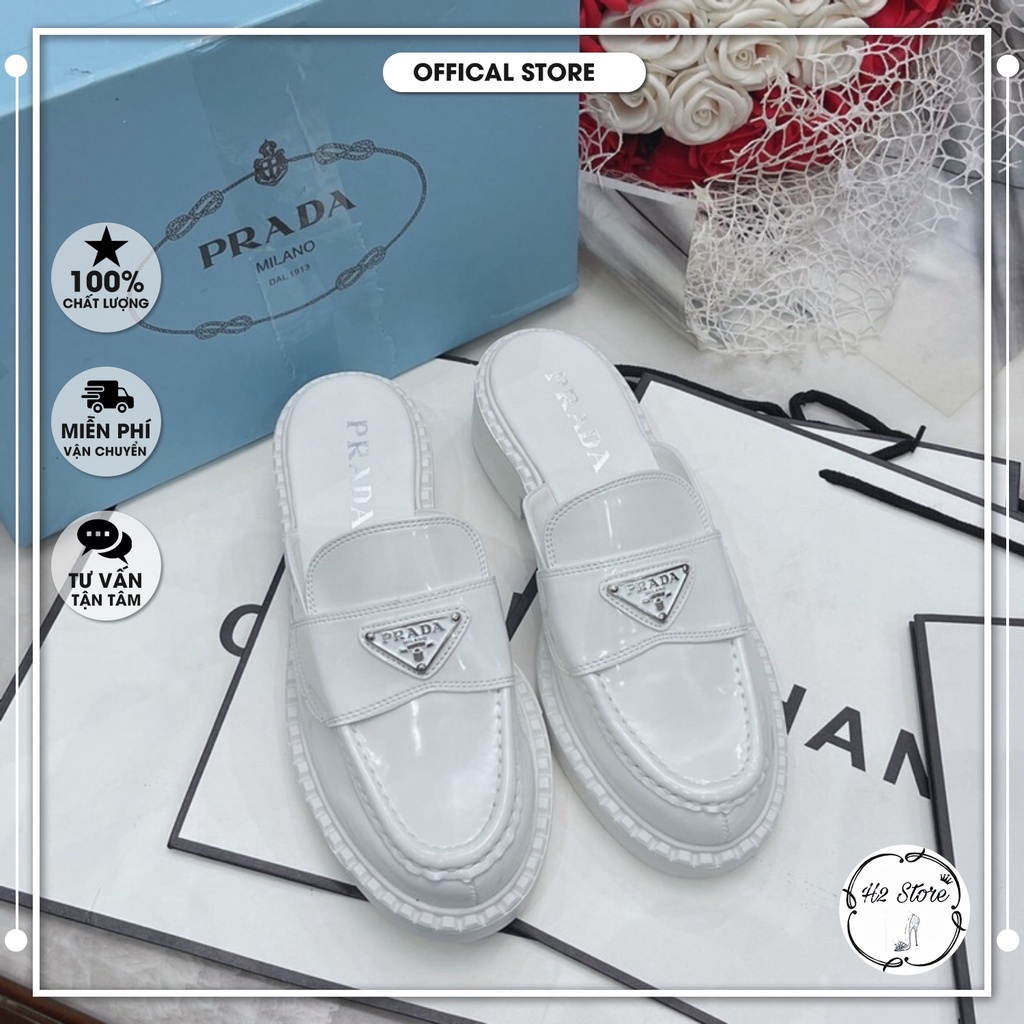 👠👟 Sục prada da bóng gót vuông fullbox ⚡