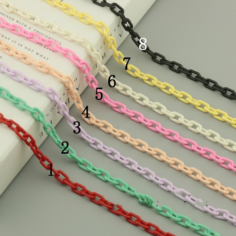 Dây xích acrylic 8x13mm mắt xích dạng hình vuông dùng làm trang sức thủ công độc đáo