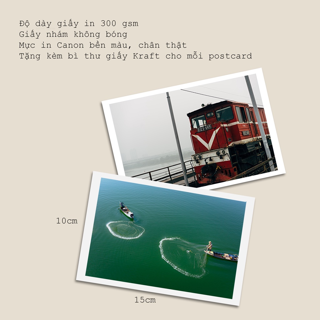 Postcard, Thiệp trang trí, quà tặng lựu niệm chủ đề  Việt Nam - P4, Tặng kèm bì thư giấy Kraft