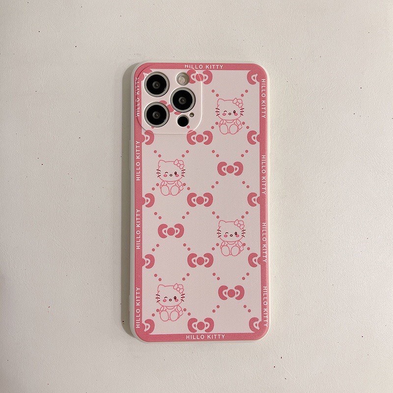Ốp Lưng Iphone Cạnh Vuông, Bảo Vệ Camera Hình Hello Kitty ip 7Plus,8Plus,x,xs,xsmax,11,11promax,12,12promax,13,13promax