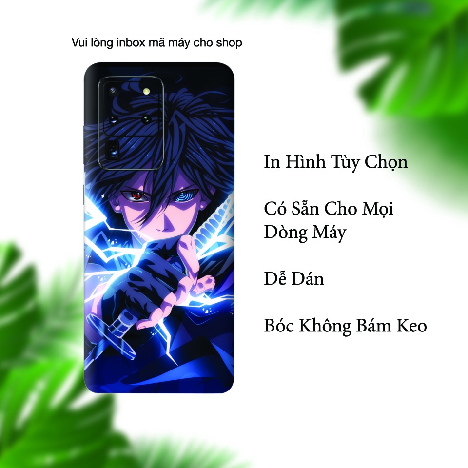 Miếng Dán Skin Điện Thoại In Hình Sasuke Uchiha Naruto Cho Iphone 7/ 8/ X/ XS/ 11/ 11 Pro Max Và Các Dòng Máy Android