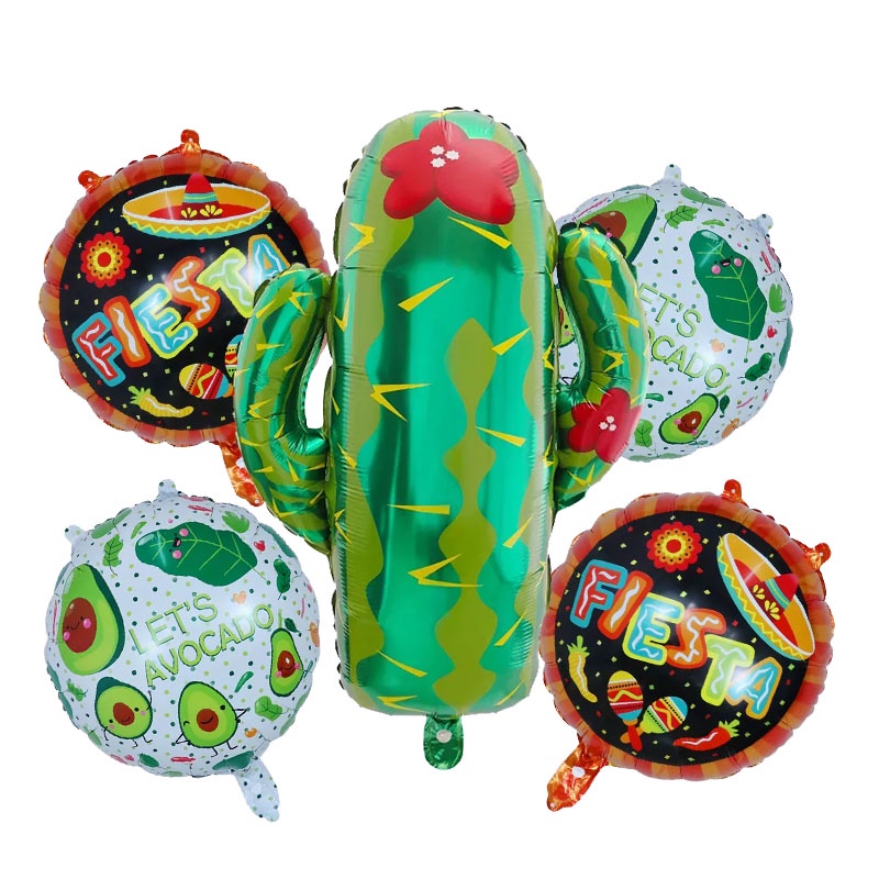 Bộ 5 Bong Bóng Bay Hình Trái Bơ / Xương Rồng / Quả Bơ Trang Trí Tiệc Sinh Nhật Trẻ Em Thiết Kế Mới