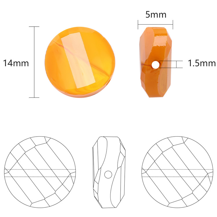 Set 10 Hạt Cườm Xỏ Lỗ 14mm Dùng Để Làm Đồ Trang Sức Thủ Công