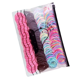 Sét thun 300 - 500 cột tóc cho bé có túi đựng
