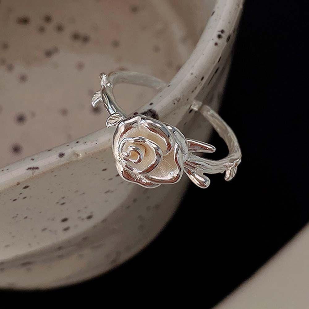 Nhẫn Đồng Dạng Mở Họa Tiết Hoa Hồng Phong Cách Vintage Cho Nữ