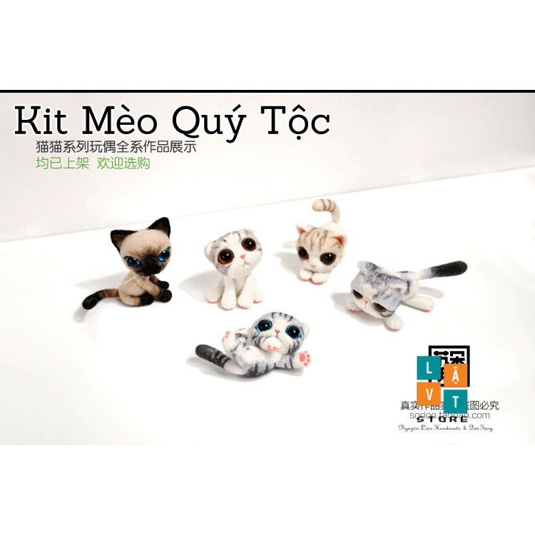 [Có Video Hướng Dẫn] Bộ Len Chọc Làm Mèo Xiêm Quý Tộc - Needle Felting Cat - Handmade, diys