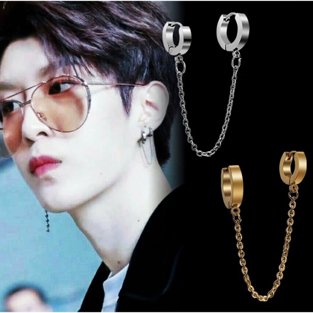 Khuyên tai vòng xích 2 lỗ/ khuyên thép y tế cao cấp