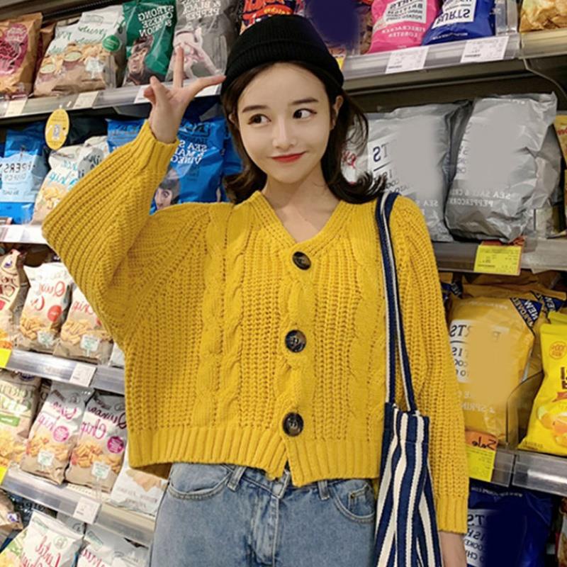 DUNEA Áo Khoác Cardigan Dáng Rộng Cổ Chữ V Phối Nút Gợi Cảm Dành Cho Nữ