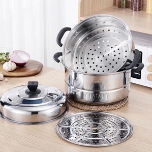 Nồi Hấp INOX 3 Tầng Đa Năng Size 28cm Tiện Dụng Dùng Cho Mọi Loại Bếp