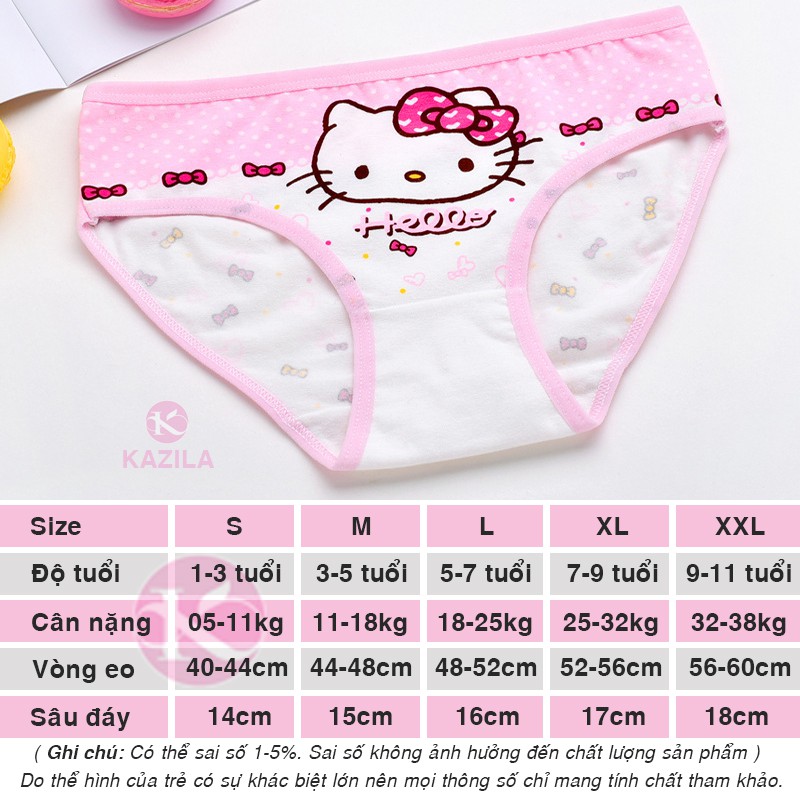 Quần chip bé gái cotton tinh khiết hạng A, quần lót bé gái Mèo hello kitty Kazila QLG3