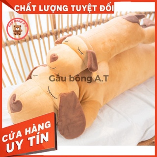 Gấu bông chó mũi tim, chó nhồi bông nằm dài ngủ, gối ôm chó size 45cm-1m1