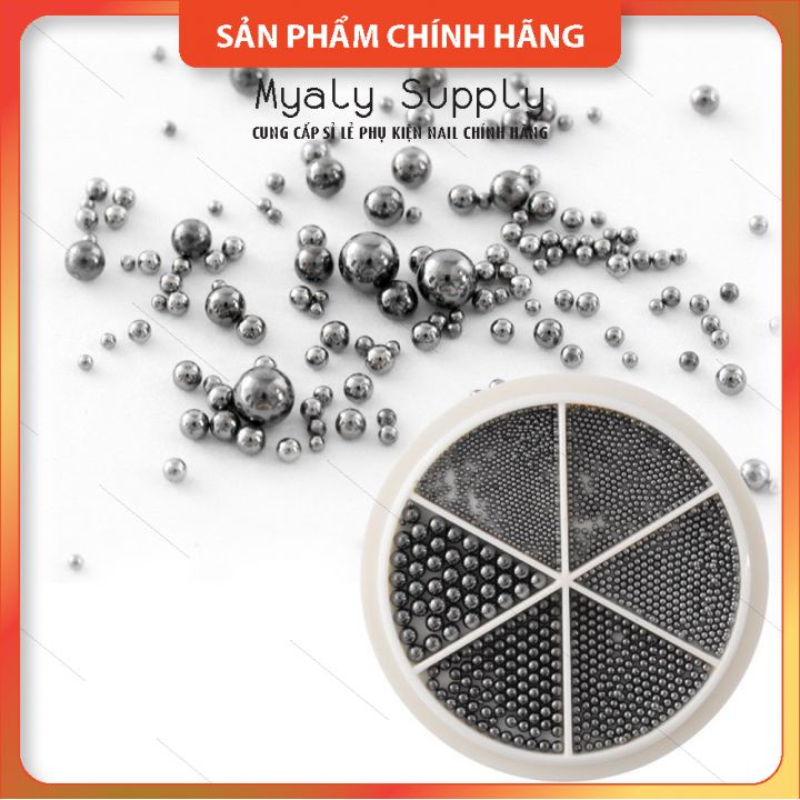 Set Bi Trang Trí Móng Kim Loại Khay Tròn 6 ngăn Mix Size