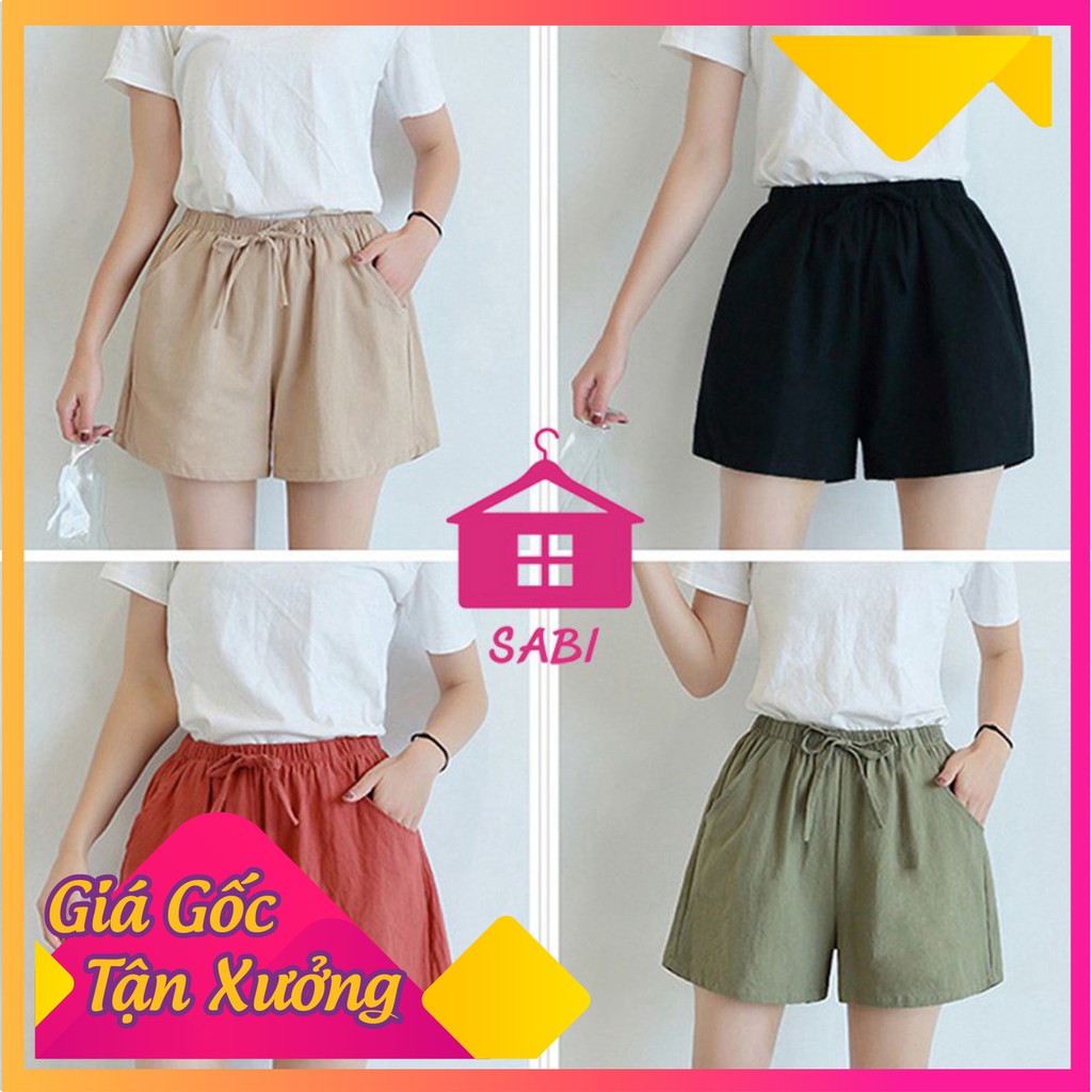 [VIDEO THẬT] Quần đùi đũi vải cạp chun ống rộng - Quần sooc nữ SABI SHOP | BigBuy360 - bigbuy360.vn
