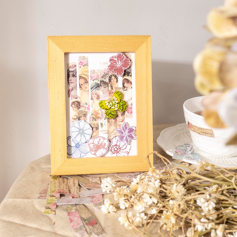 Bộ 100 Miếng Dán Trang Trí Sổ Lưu Niệm/ Album Ảnh In Họa Tiết Hoa Xinh Xắn DIY