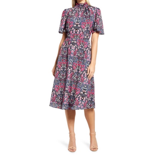 Đầm lụa Julia Jordan in hoa tươi tắn big size 16