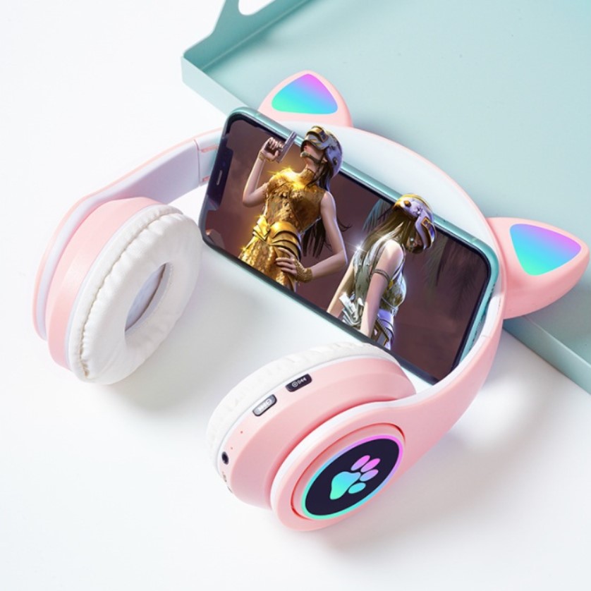 Tai nghe chụp tai mèo bluetooth không dây headphone nghe nhạc điện thoại dùng được cho cả laptop pc máy tính
