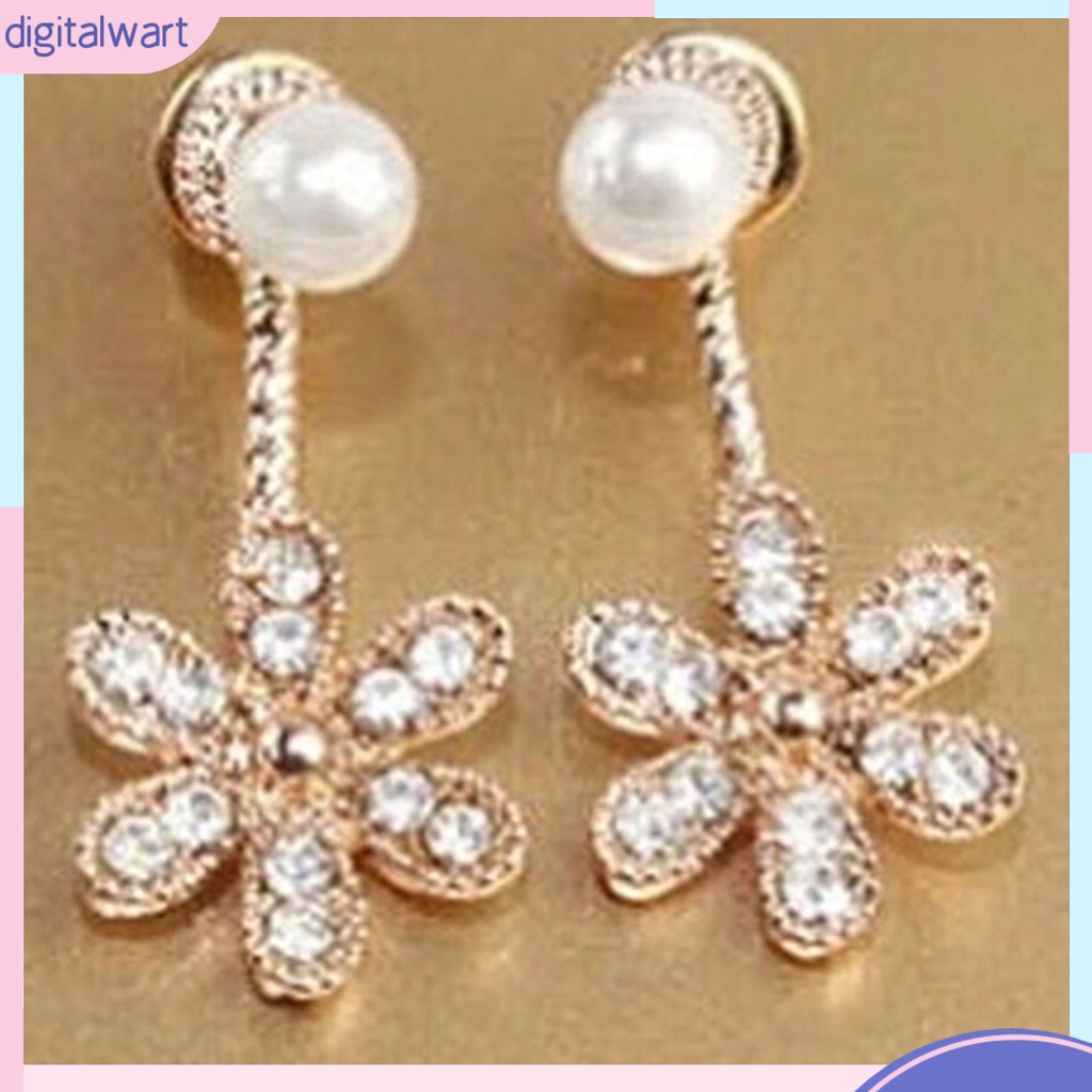 Khuyên tai hợp kim hình hoa đính đá xinh xắn cho nữ