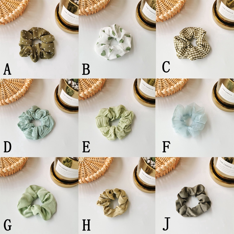 [Mã FASHIONCB232 hoàn tối đa 15K xu đơn 50K] COD CHDM Korea Fashion Plaid Gauze Green Hair Rope Headband Hair Scrunchies | BigBuy360 - bigbuy360.vn