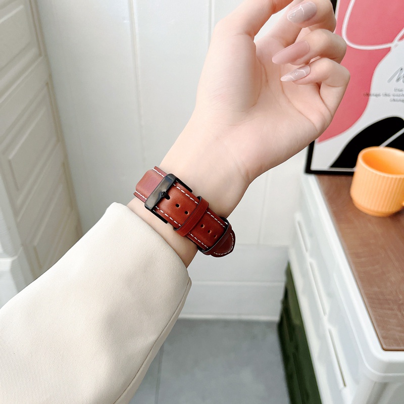 Dây Đeo Bằng Da Thật Cho iwatch series 7 6 5 4 SE 3 2 1 45mm 41mm 40mm 44mm 42mm 38mm