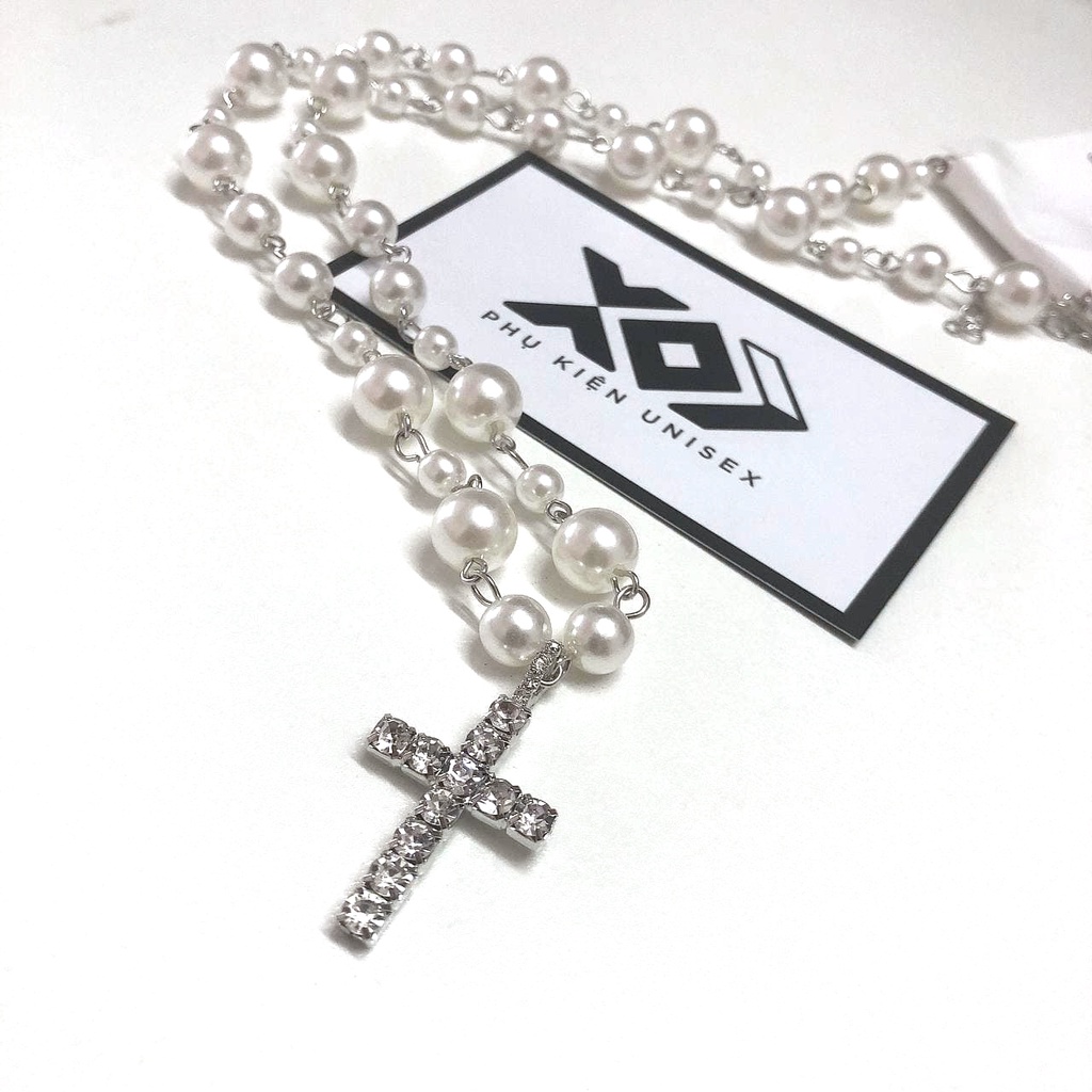 Dây Chuyền Hạt Ngọc Mặt Chữ Thập Thánh Giá Đính Đá Phong Cách Nhật Bản và Hàn Quốc xu hướng 2021