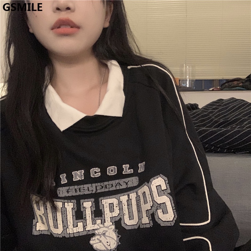 Áo Sweater Polo Cổ Bẻ Phong Cách Học Sinh Hàn Quốc Cho Mùa Thu Đông