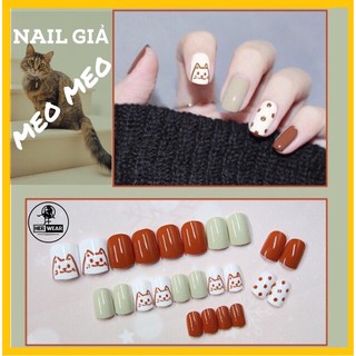 Móng tay giả kèm keo dán sẵn, bộ móng tay cute 24 chiếc.