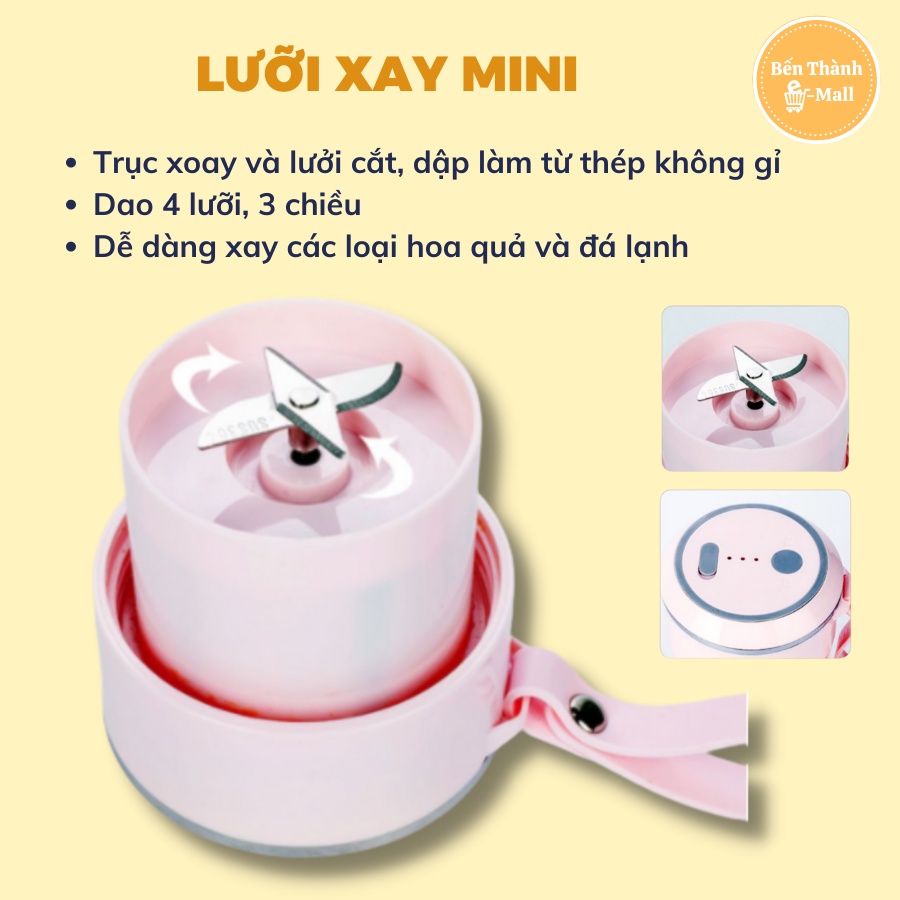 ✈️ [Freeship] Máy xay sinh tố cầm tay mini đa năng JUICER [Pin 3000mAh] [Công suất 150W]