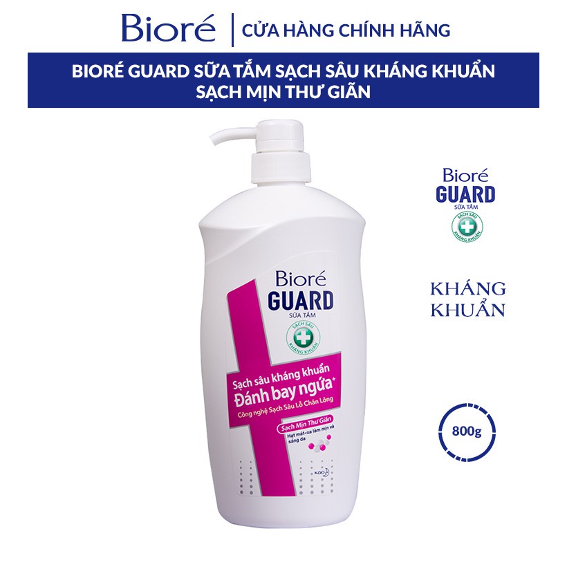 [Mã FMCGKAO52 giảm 8% đơn 250k] Sữa Tắm Sạch Sâu Kháng Khuẩn Sạch Mịn Thư Giãn Biore Guard 800g