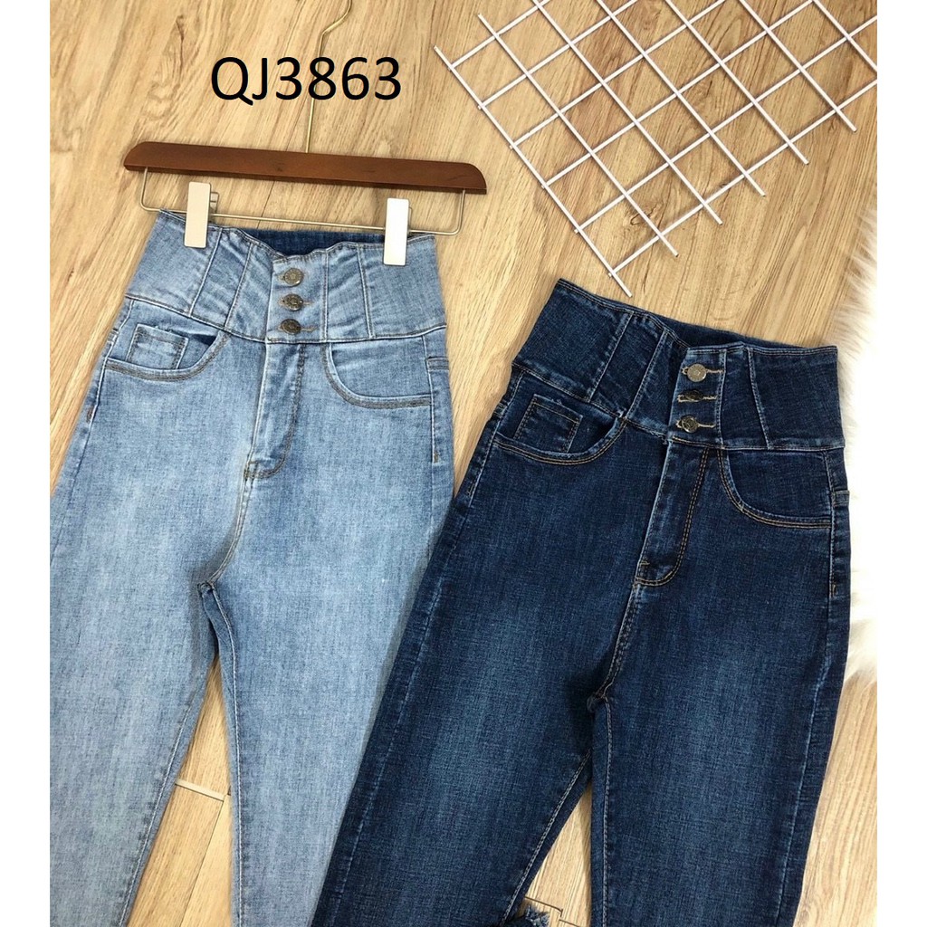 Quần jean nữ lưng siêu cao nhiều nút QJ5173