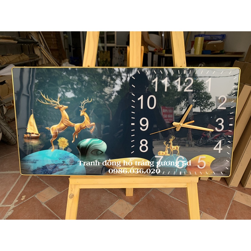 Tranh đồng hồ treo tường tráng gương 3d cao cấp ❤️Giá xưởng❤️ Tranh trang trí decor, kèm pin đinh treo không cần khoan