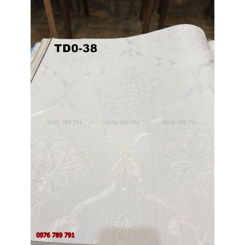 Giấy Dán Tường Hoa Văn Châu Âu Cổ Điển Phòng Ngủ, Phòng Khách,Lụa Không Keo, Khổ 10m x 53 cm, Màu Đỏ, Nâu, Trắng Đẹp, Rẻ