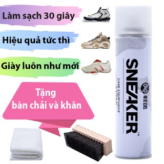Chai xịt bọt vệ sinh giày Vintapee A138, dung tích 250ml + Tặng bàn chải và khăn lau