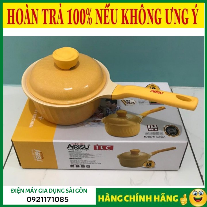 SALE Quánh kháng khuẩn 7 lớp phủ TITANIUM Happy Home Pro chất lượng Hàn Quốc màu vàng size 18cm ❤️RẺ VÔ ĐỊCH❤