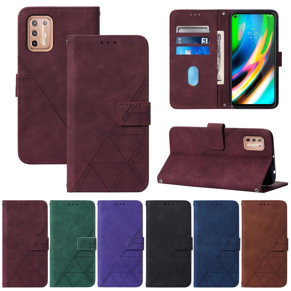 Ốp Điện Thoại Da Họa Tiết Dập Nổi 3D Có Dây Đeo Ngắn Cho Motorola Moto E7 Plus G8 Power Lite G9 Play ONE 5G ACE