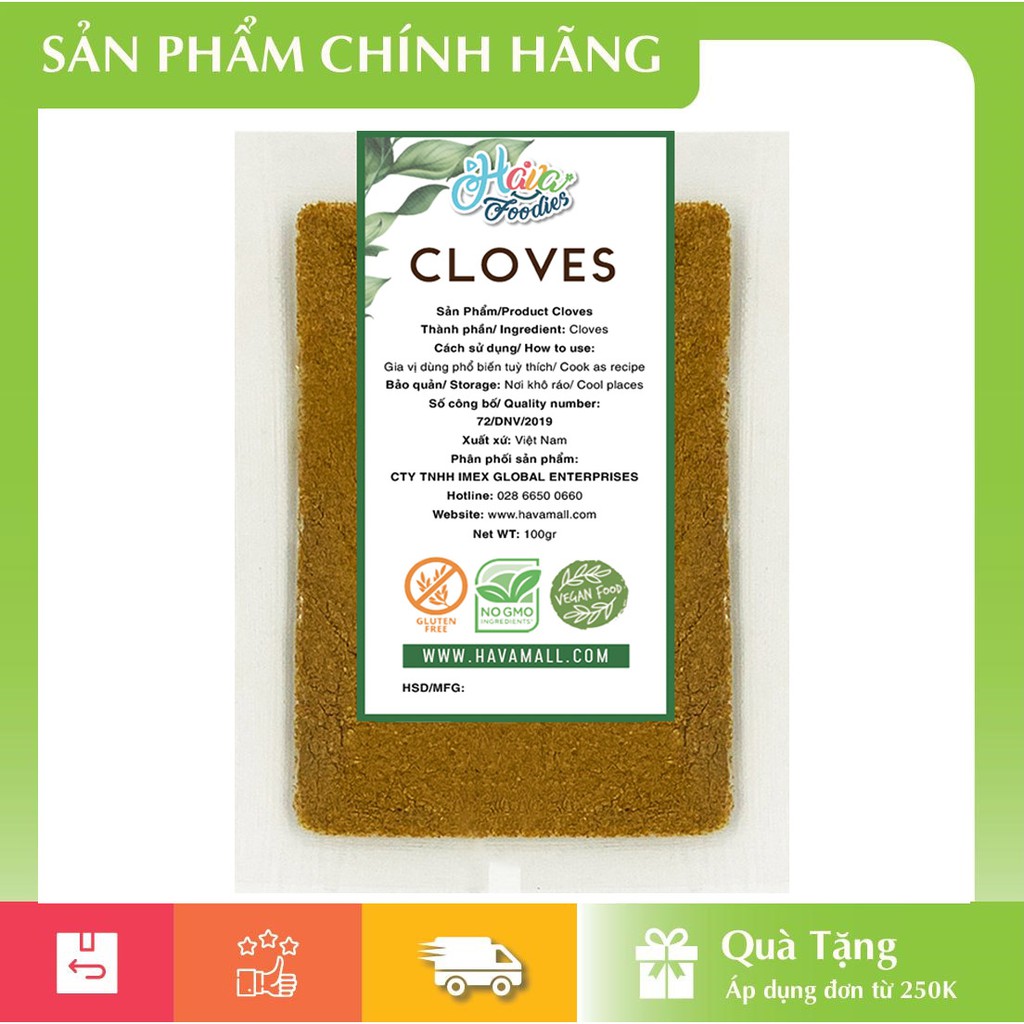 [HÀNG CHÍNH HÃNG] Bột Đinh Hương Gói 100gr - Clove Powder