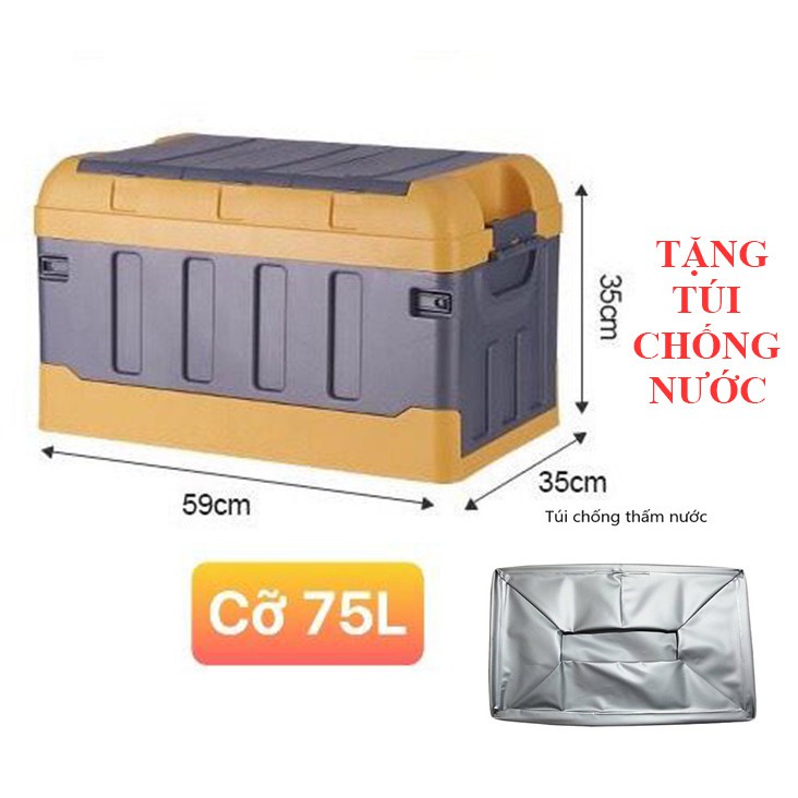 Thùng đựng đồ gấp gọn để cốp ô tô 3 ngăn loại 45L và 4 ngăn loại 75L Giao mầu ngẫu nhiên