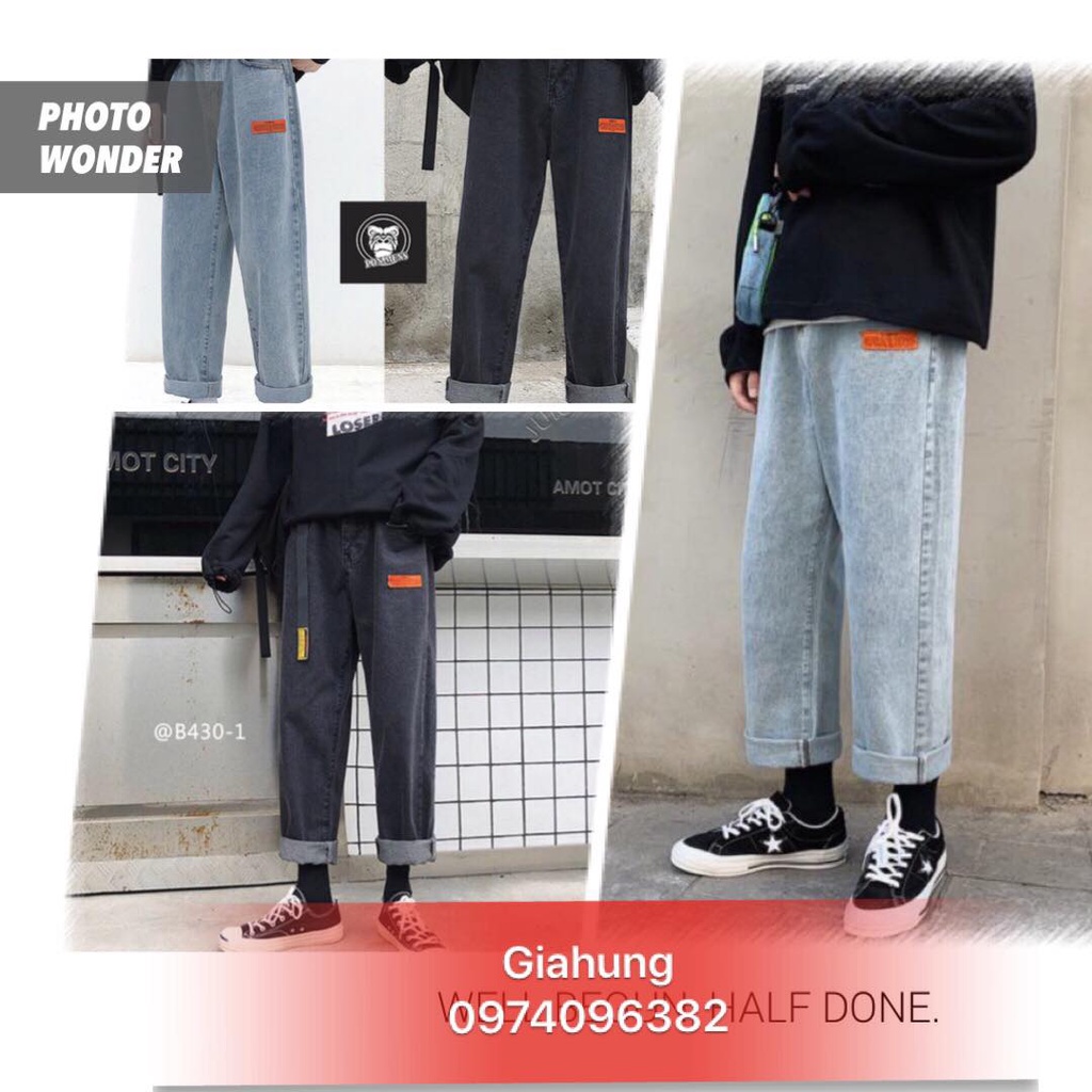 Quần jean Baggy, Quần jean ống rộng, dáng ống suông,style hàn quốc dành cho cả nam và nữ,hàng Quảng Châu cao cấp-QJE