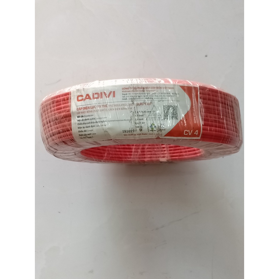 Dây CV 4.0 Cadivi. Cuộn 100 m