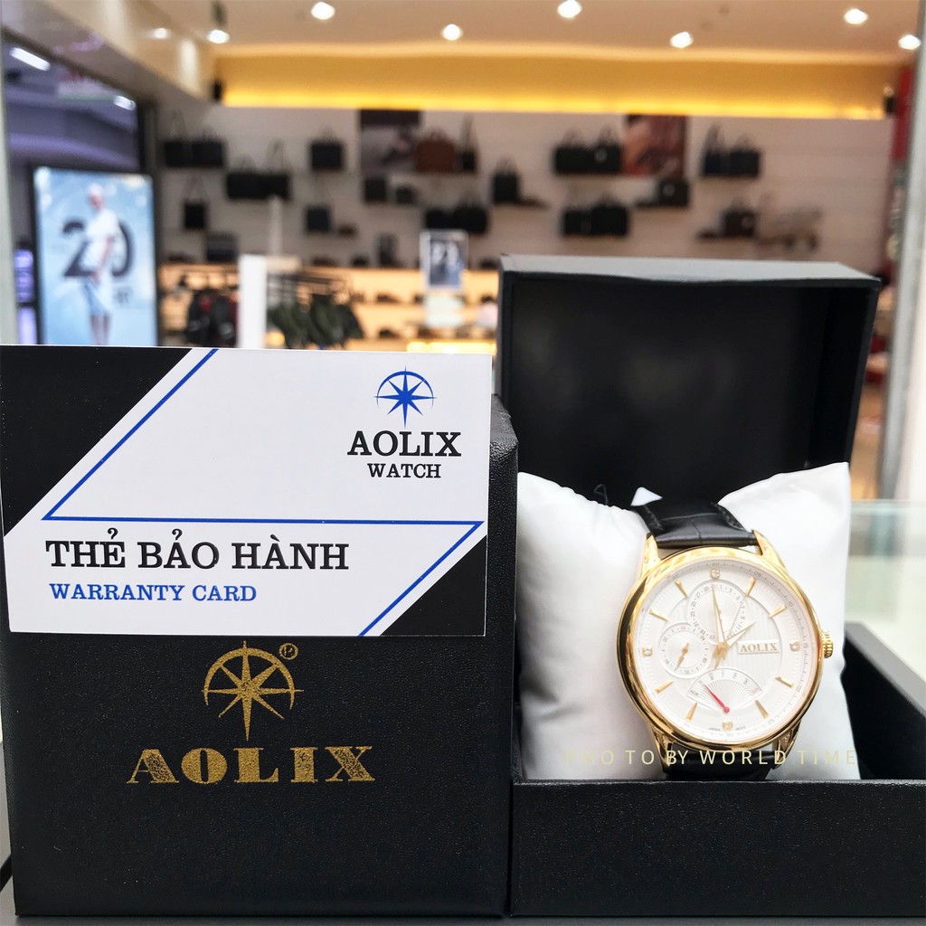 Đồng hồ Nam Aolix AL7076 Full hộp , Thẻ bảo hành hãng , Kính Sapphire chống xước chống nước , Dây thép 316L