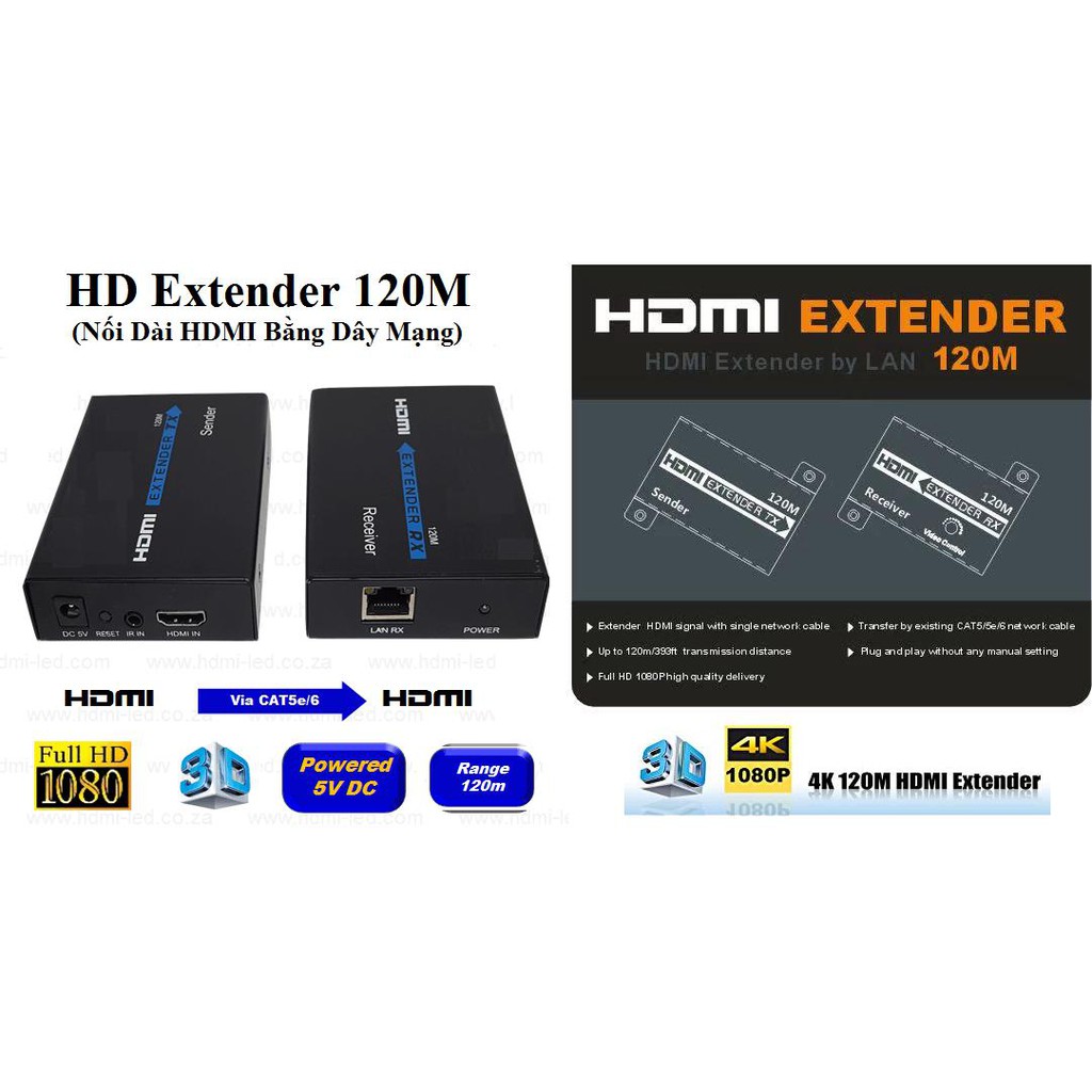 Nối Dài HDMI bằng Dây LAN 120m HD Extender 120M