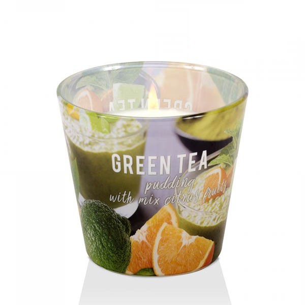 Ly nến thơm Bartek Candles BAT6427 Green Tea Pudding 115g (Hương trà xanh hoa quả)