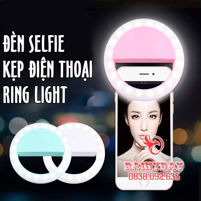 Đèn led chụp ảnh selfie tự sướng kẹp điện thoại ring light hỗ trợ quay tiktok livestream dùng pin