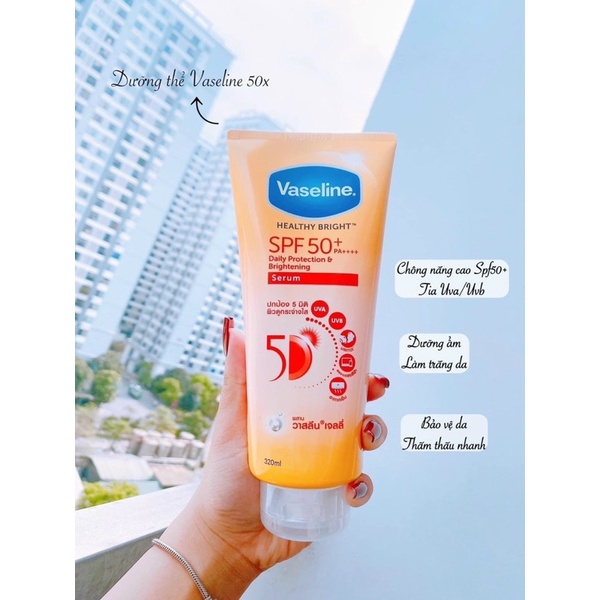 SỮA DƯỠNG THỂ VASELINE HEALTHY BRIGHT GLUTA HYA SERUM 10X THAI LAN 330ml