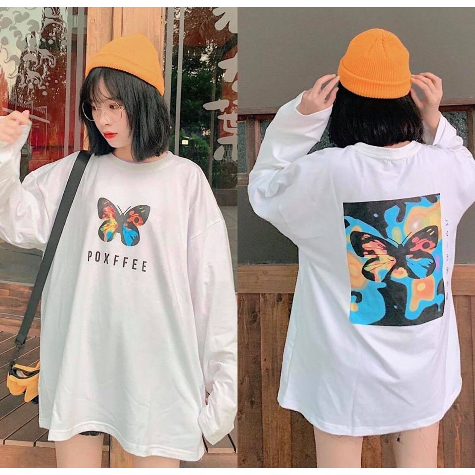 áo thun dài tay poxffee bướm local brand hot trend - áo hình bướm stussy poxffee chất đẹp | BigBuy360 - bigbuy360.vn