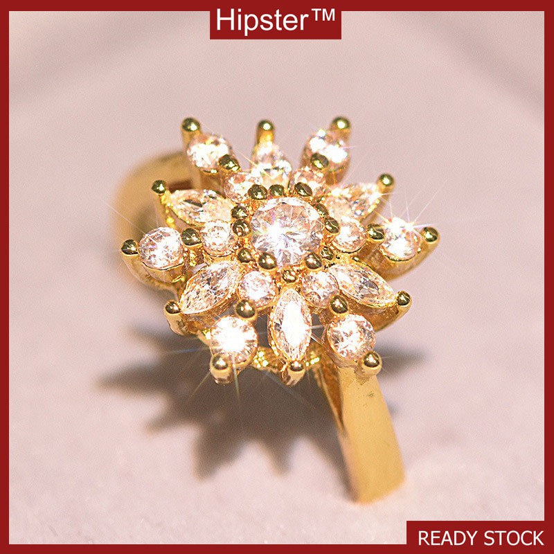 Sáng Tạo Mới Nhẫn Đứng Kim Cương Nữ 18K Hoa Hồng Mạ Vàng