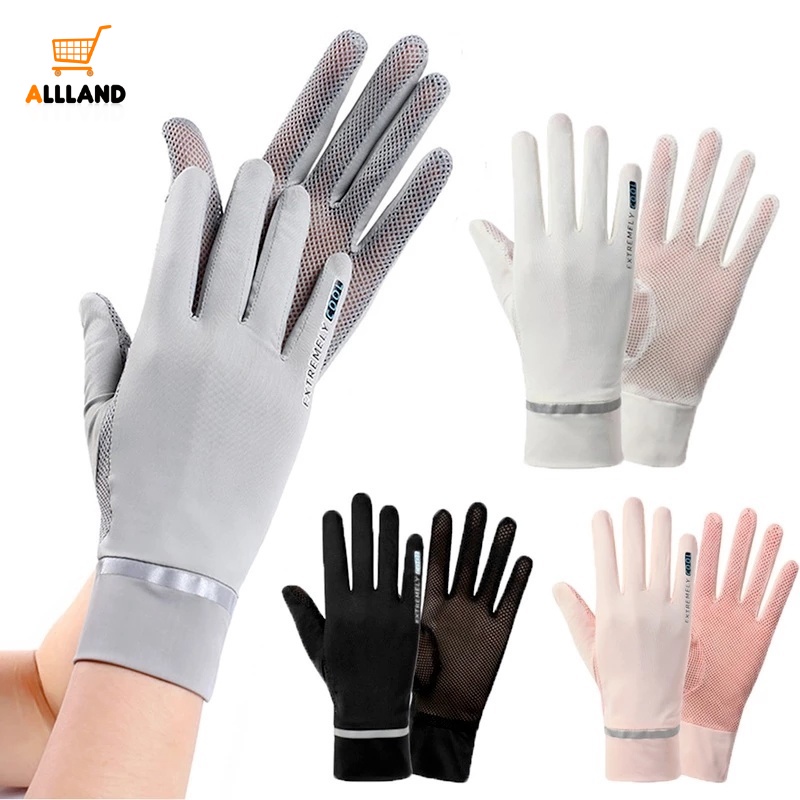Găng Tay Chống Nắng/Tia UV Hở Ngón Bằng Lụa Lạnh Mỏng Thoáng Khí Dùng Được Màn Hình Cảm Ứng Dành Cho Bạn Nữ Dùng Khi Lái Xe Mô Tô/Xe Đạp